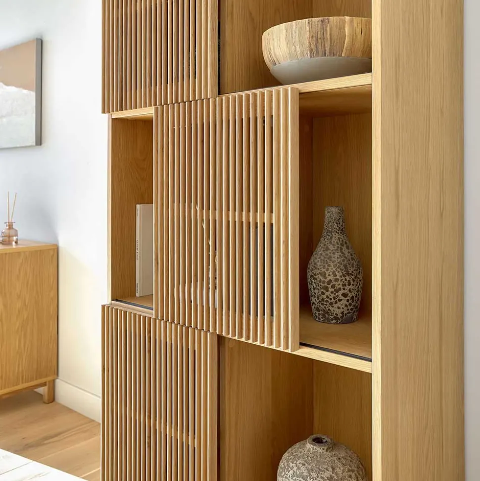 85x170x43 Schrank mit drei Lamellen Türen - Azuro