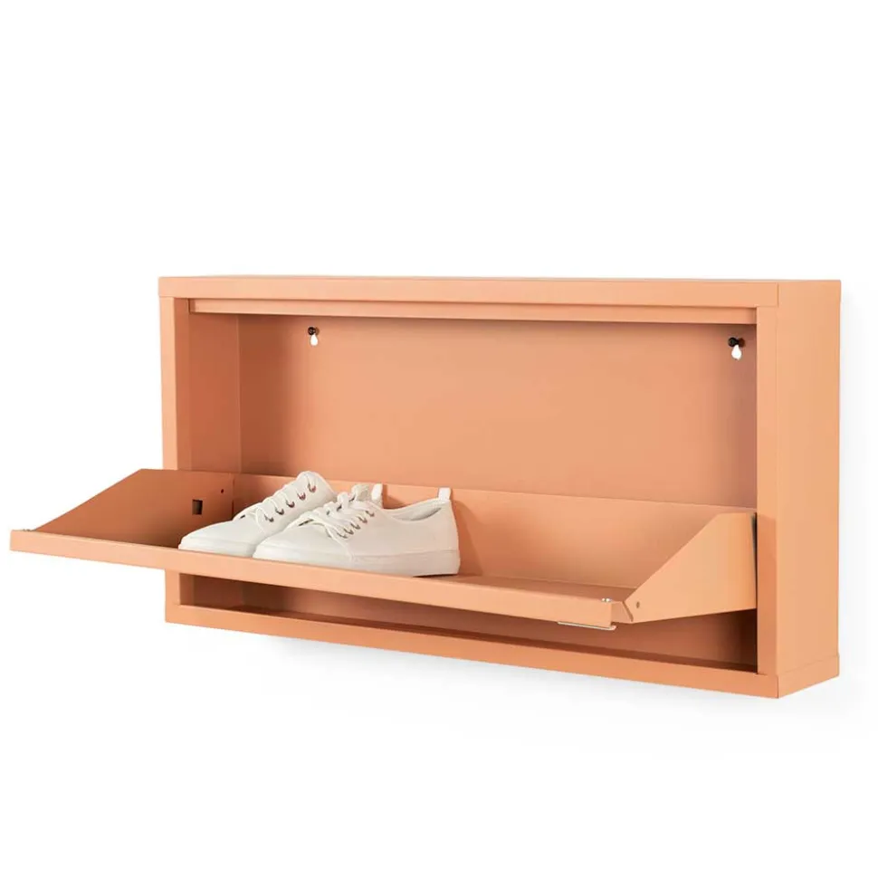 75x38x13 Schuhschrank mit Klappe aus Stahl - Manty