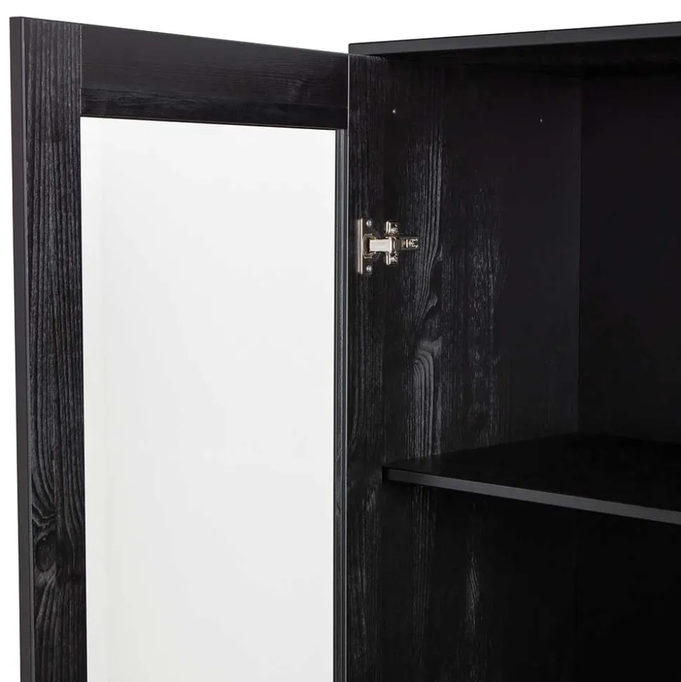 100x155x40 Schwarze Vitrine mit Doppeltür - Neptunus