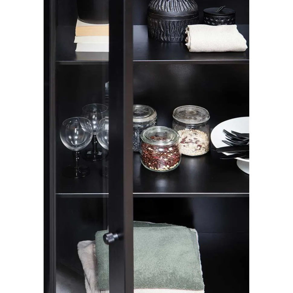 100x155x40 Schwarze Vitrine mit Doppeltür - Neptunus