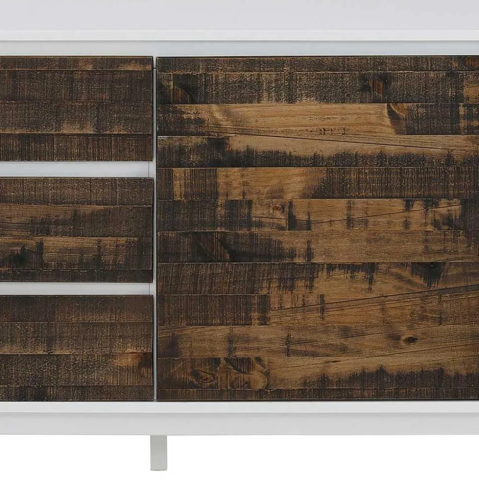 165x68x35 Sideboard in Weiß & Kiefer dunkel - Chihu