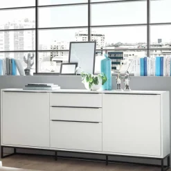 184x85x40 Sideboard in Weiß mit Schwarz - Enkraja