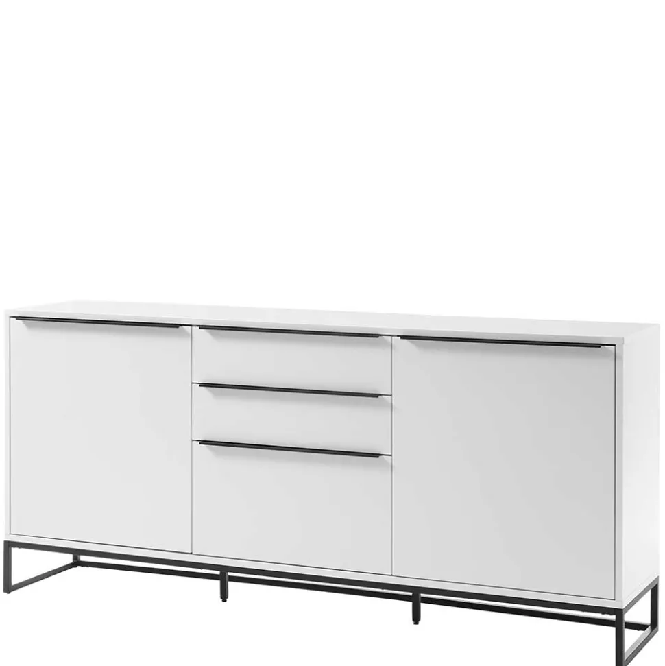 184x85x40 Sideboard in Weiß mit Schwarz - Enkraja