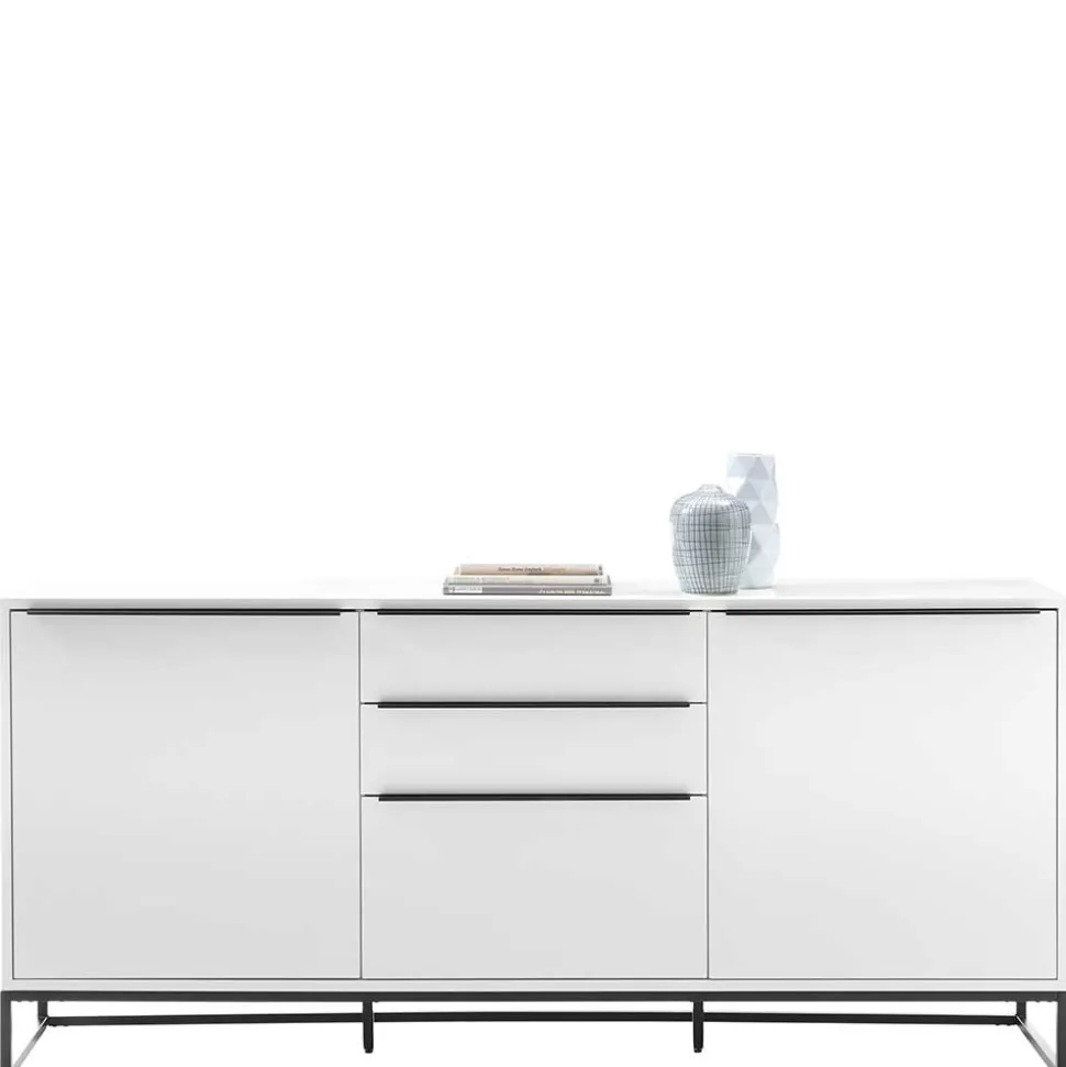 184x85x40 Sideboard in Weiß mit Schwarz - Enkraja