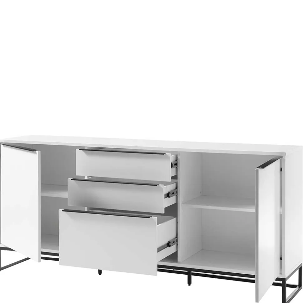 184x85x40 Sideboard in Weiß mit Schwarz - Enkraja