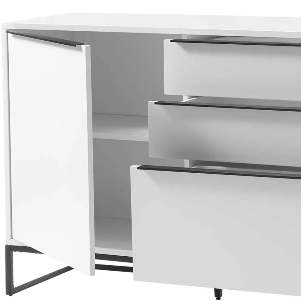 184x85x40 Sideboard in Weiß mit Schwarz - Enkraja