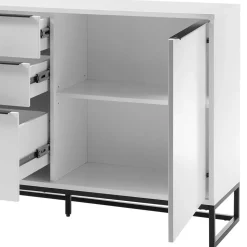 184x85x40 Sideboard in Weiß mit Schwarz - Enkraja