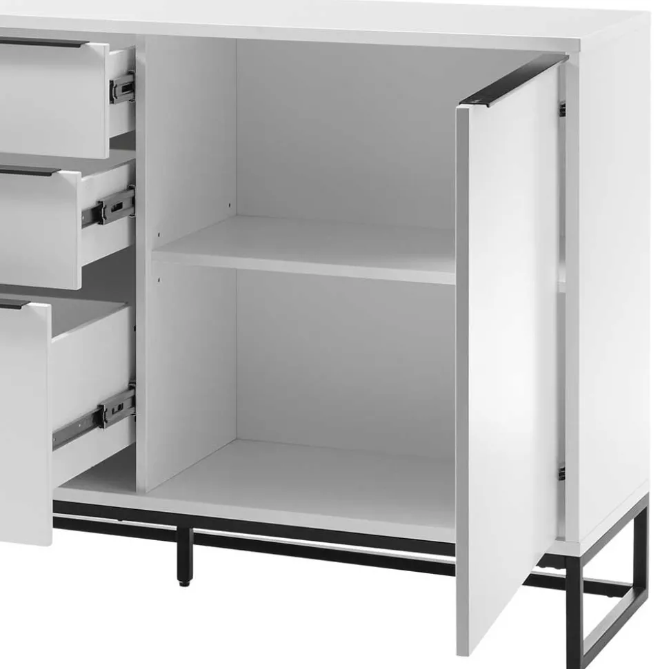 184x85x40 Sideboard in Weiß mit Schwarz - Enkraja