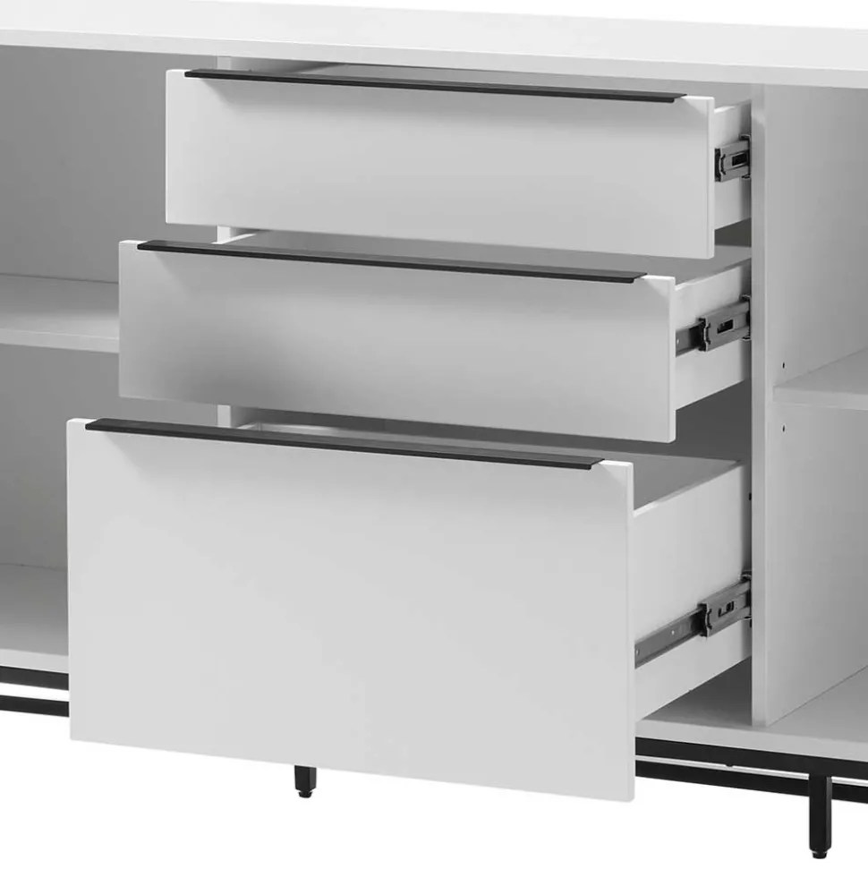 184x85x40 Sideboard in Weiß mit Schwarz - Enkraja