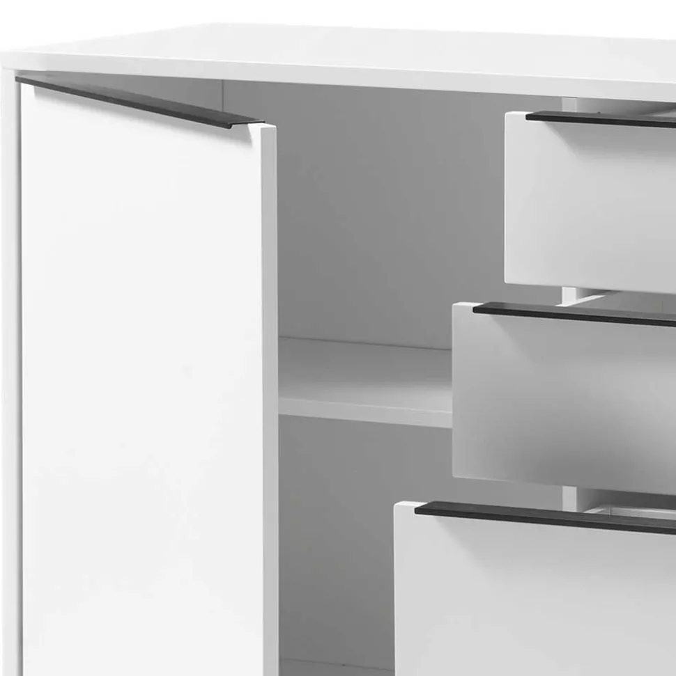 184x85x40 Sideboard in Weiß mit Schwarz - Enkraja