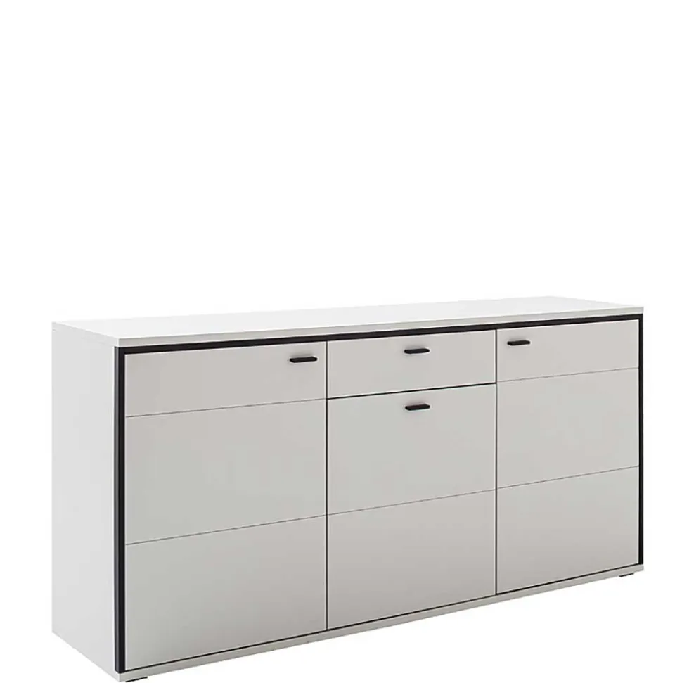 183x89x44 Sideboard in Weiß mit Schwarzgrau - Loazin