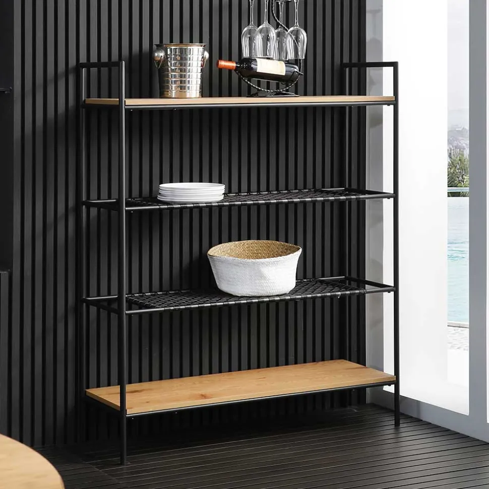110x129x34 Standregal mit vier Ablagen in Natur - Zavias