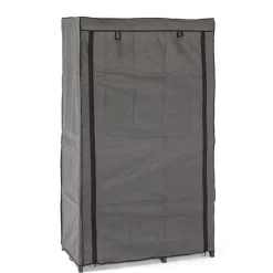 96x170x50 Textil Kleiderschrank in Grau - Leo