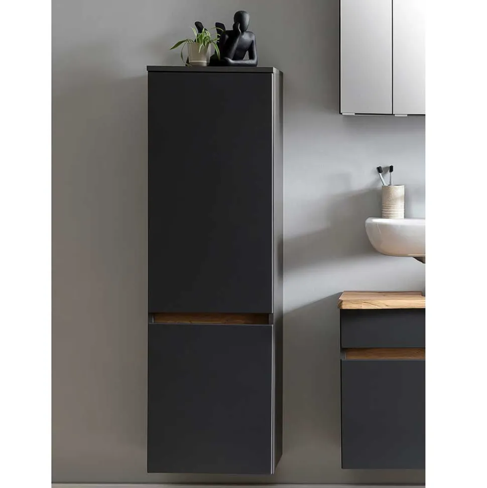 40x135x35 2-türiger Badschrank in Dunkelgrau - Agiruan