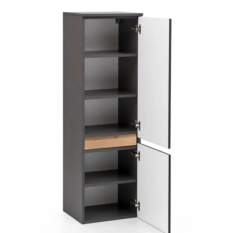 40x135x35 2-türiger Badschrank in Dunkelgrau - Agiruan