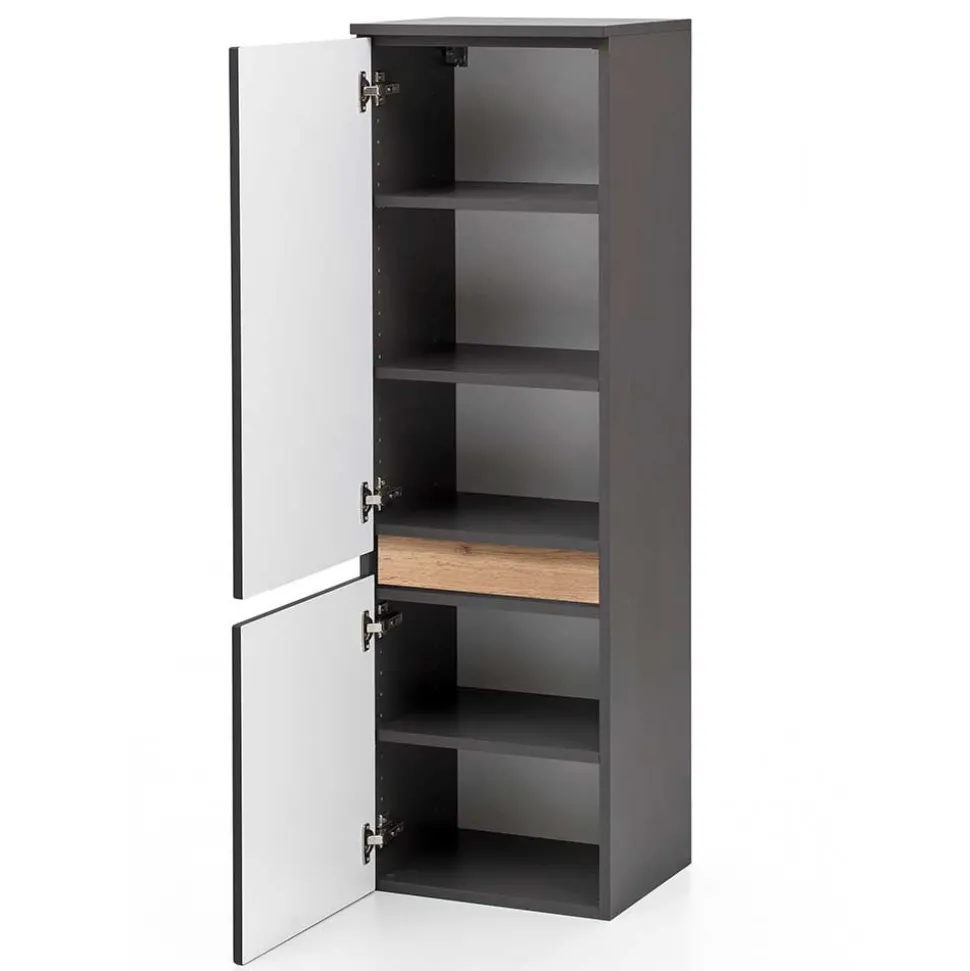40x135x35 2-türiger Badschrank in Dunkelgrau - Agiruan