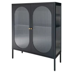 90x110x35 2-türiger Vitrinenschrank in Schwarz - Housten