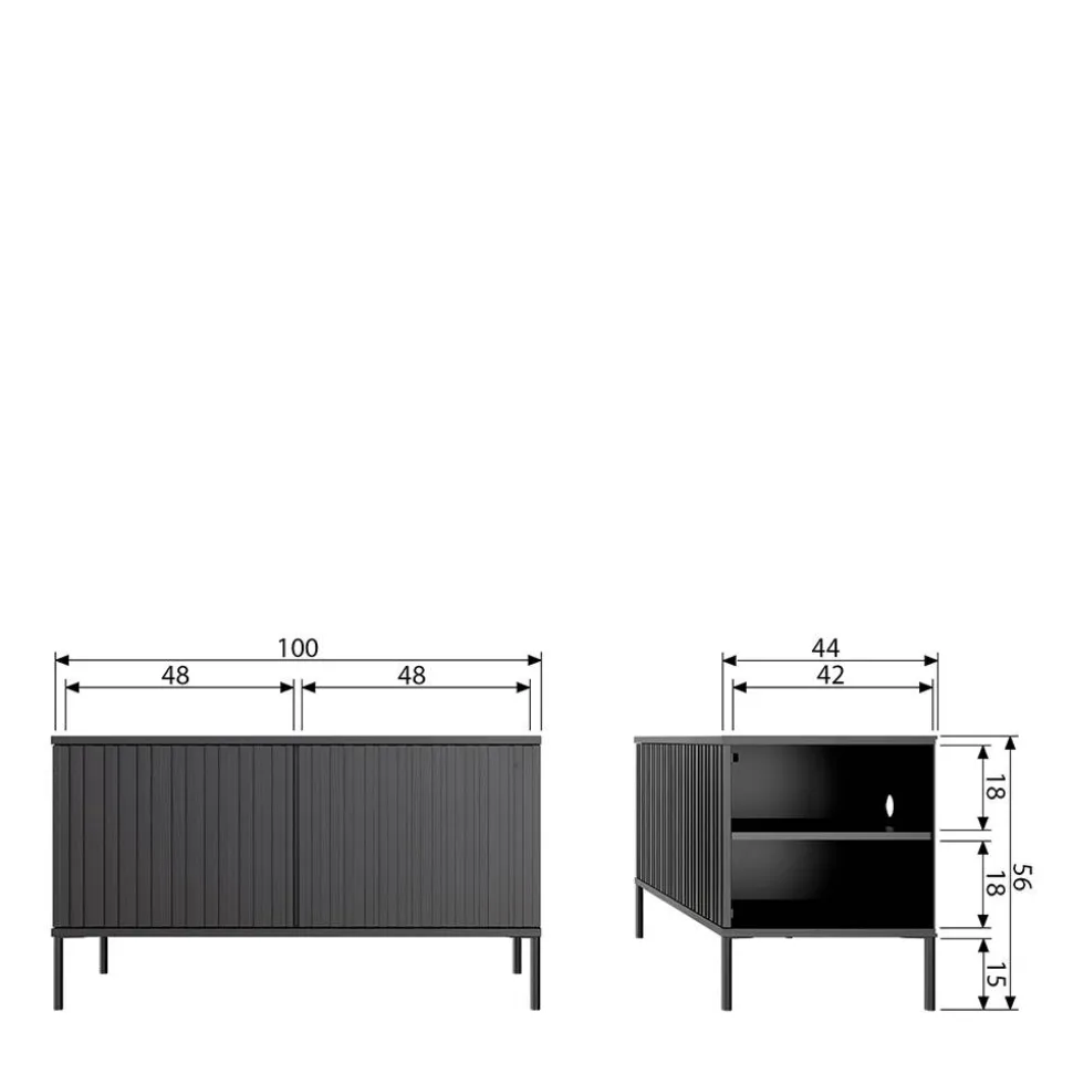 100x56x44 2-türiges TV Board in Schwarz - Gelvins