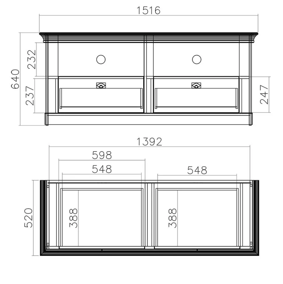 152x64x52 TV Board im Country Style - Diatara