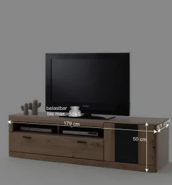 179x50x51 TV Element in Eichefarben & Grau - Larinca