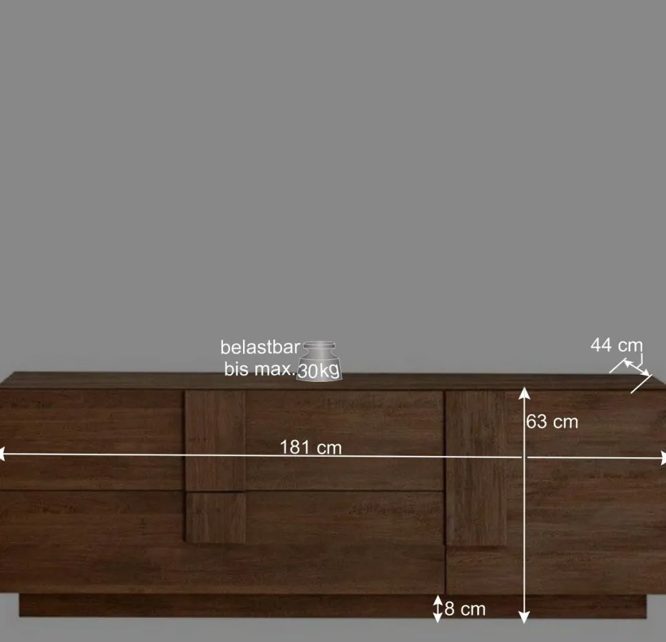 181x63x44 TV Kommode in Holzoptik - Basento