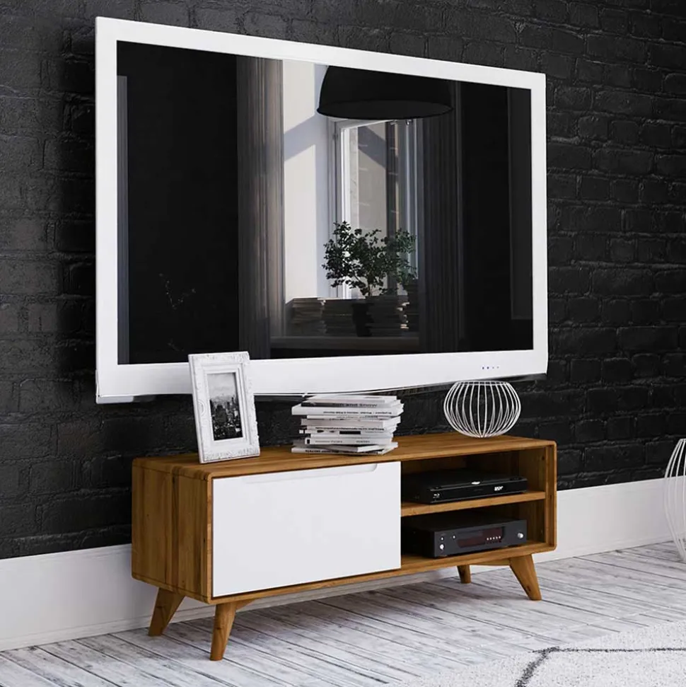 120x48x40 TV Kommode in Wildeiche mit Weiß - Diesta I