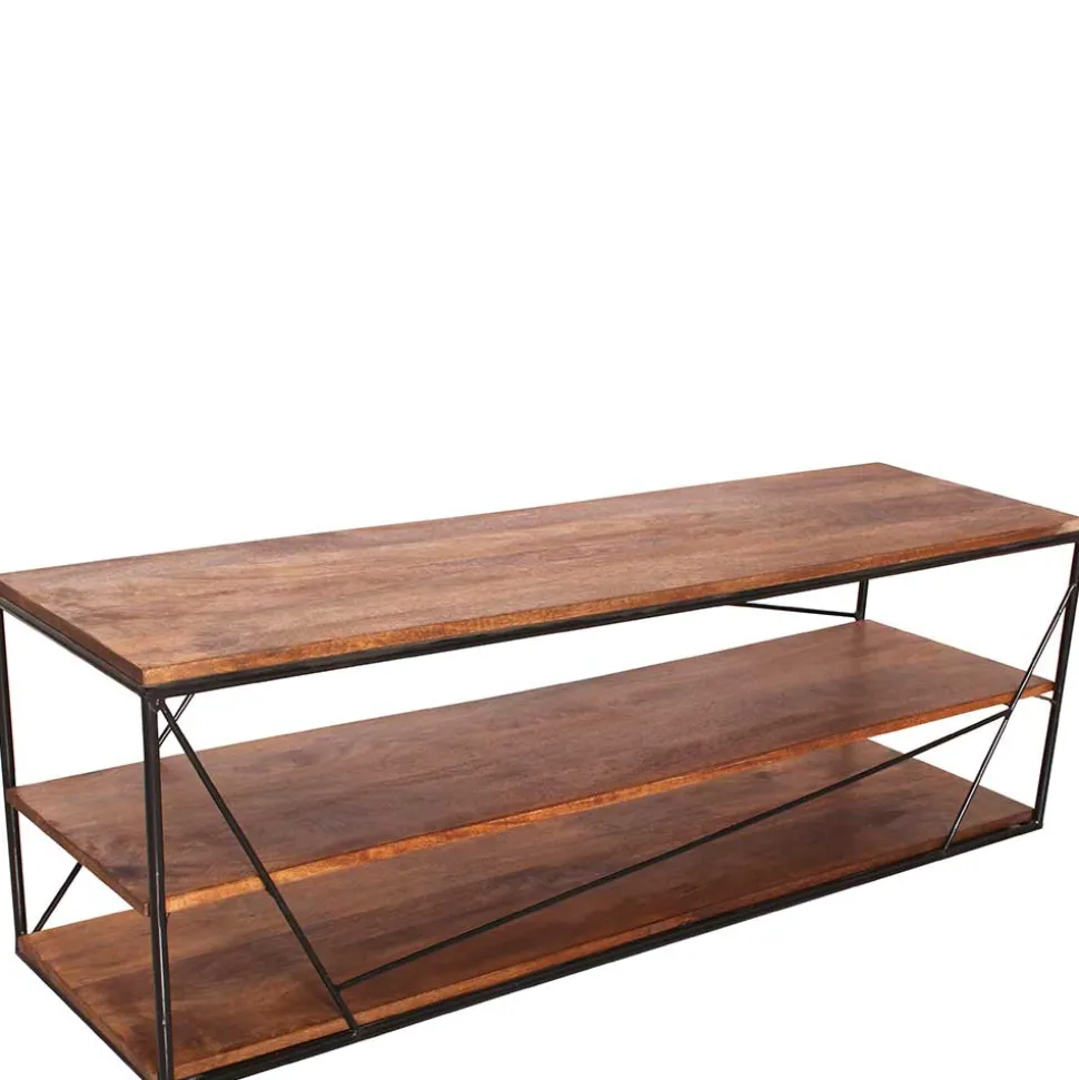 140x47x40 TV Tisch Regal aus Massivholz & Stahl - Offia