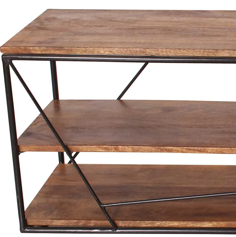 140x47x40 TV Tisch Regal aus Massivholz & Stahl - Offia