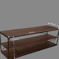 140x47x40 TV Tisch Regal aus Massivholz & Stahl - Offia