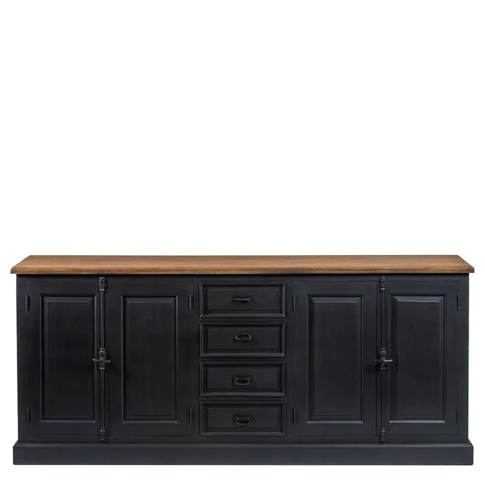 220x96x53 Vintage Design Anrichte in Schwarz - Niovan