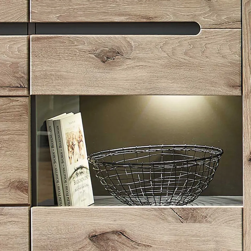 90x128x38 Vitrine Highboard in Wildeiche NB - Zelio