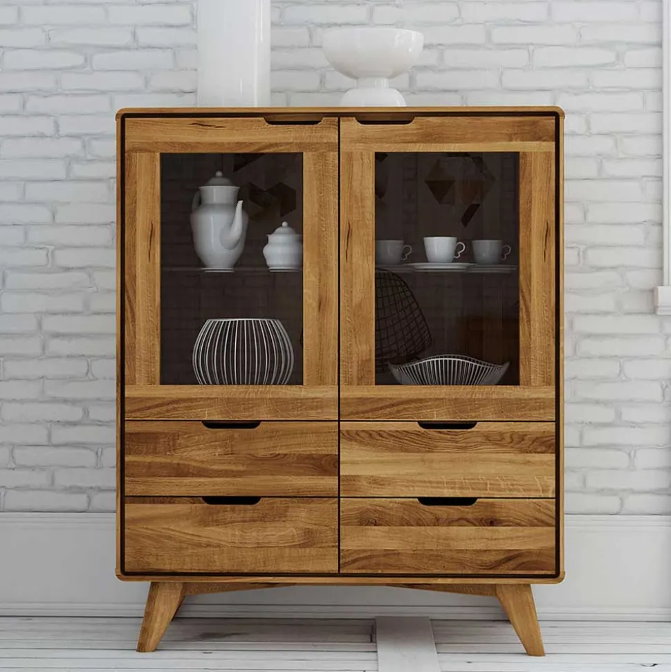 90x110x40 Vitrine Kommode aus Wildeiche - Eavy