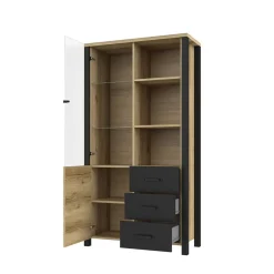 101x191x43 Vitrine Wohnzimmerschrank mit Glastür - Kanellas