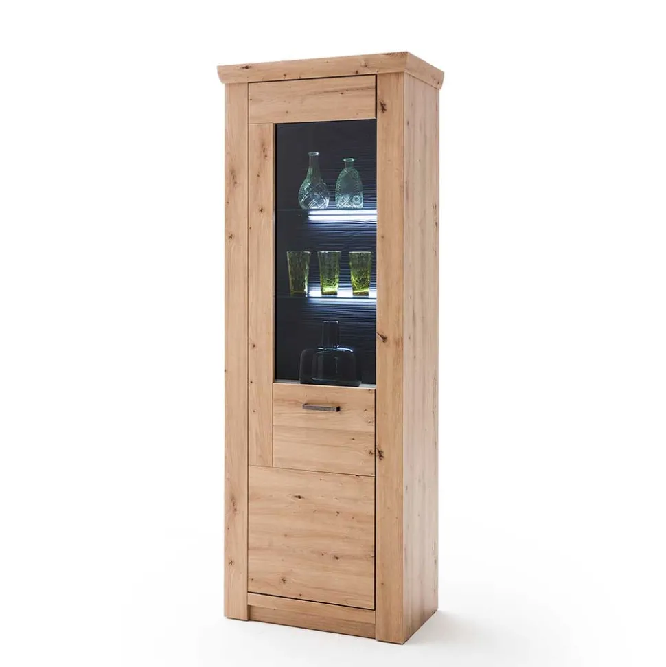 74x211x45 Vitrinenschrank in Eiche Dekor - Wykina