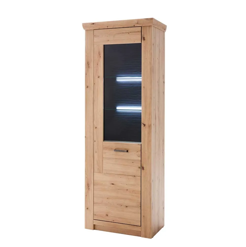 74x211x45 Vitrinenschrank in Eiche Dekor - Wykina