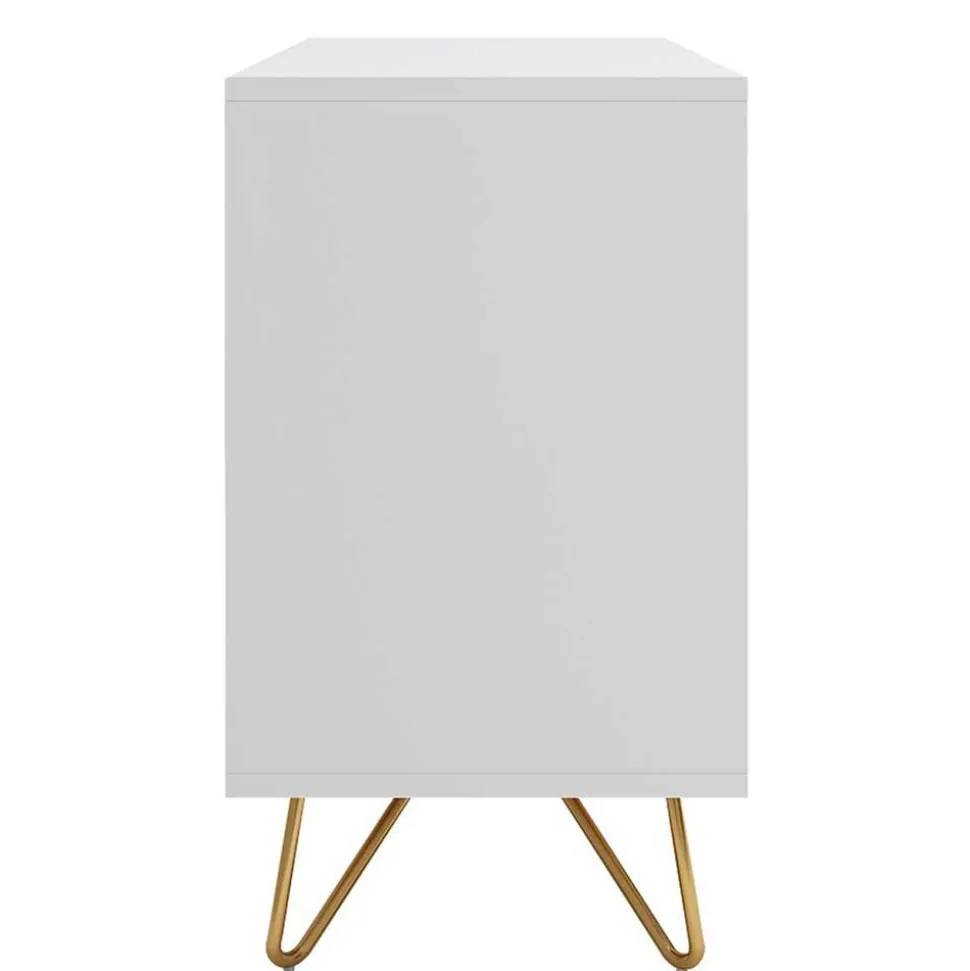 120x70x40 Weiße Kommode mit Metallfüßen in Gold - Pestrov