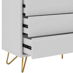 120x70x40 Weiße Kommode mit Metallfüßen in Gold - Pestrov