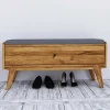 112x52x37 Wildeiche Bank mit Klappe - Hardus