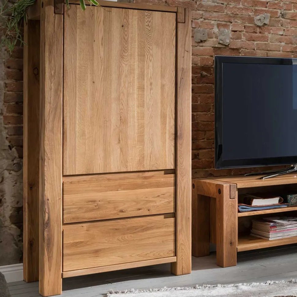 79x155x45 Wohnzimmer Schrank aus Eiche Massivholz - Tailuv