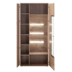 90x200x37 Wohnzimmer Schrank mit Glas Einsatz - Comrinaca