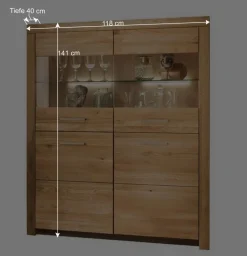 118x141x40 Wohnzimmerschrank mit Glaseinsätzen - Loitons