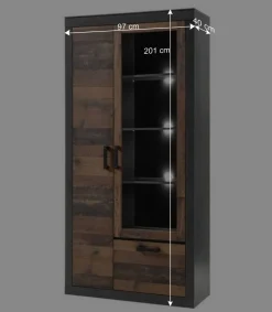 97x201x40 Wohnzimmerschrank mit Glastür - Timuras