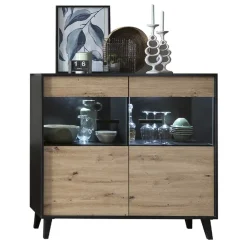 126x118x40 Wohnzimmerschrank mit Glaseinsatz - Paniera