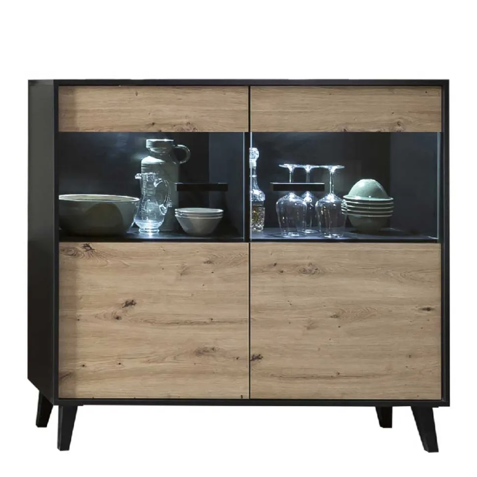 126x118x40 Wohnzimmerschrank mit Glaseinsatz - Paniera