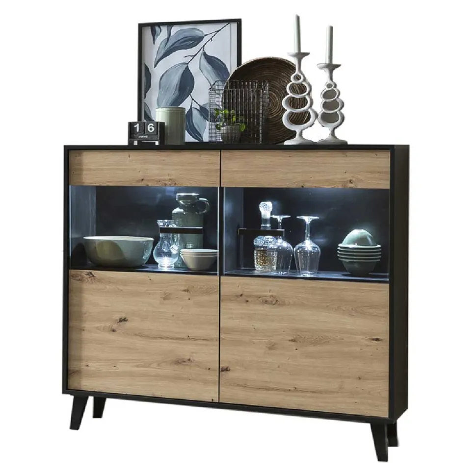 126x118x40 Wohnzimmerschrank mit Glaseinsatz - Paniera