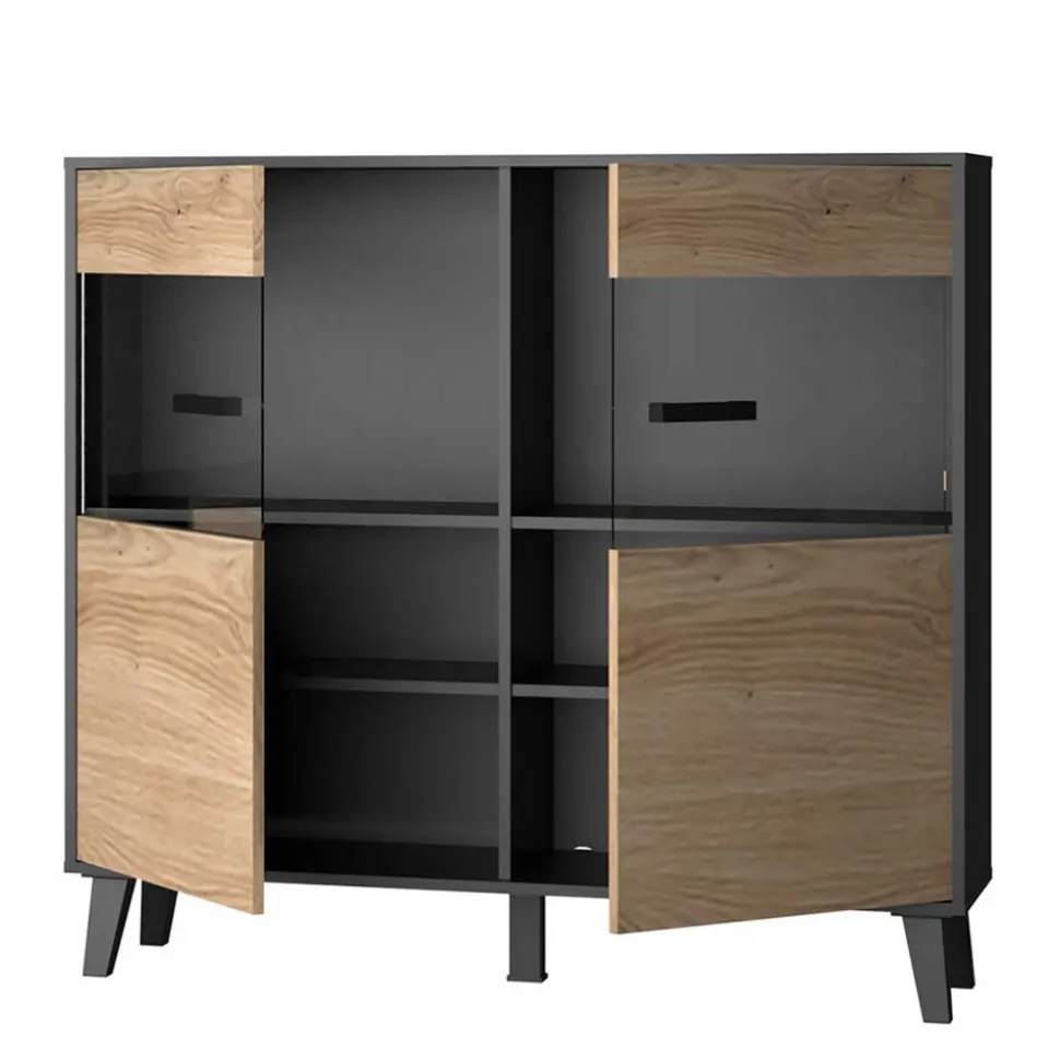 126x118x40 Wohnzimmerschrank mit Glaseinsatz - Paniera