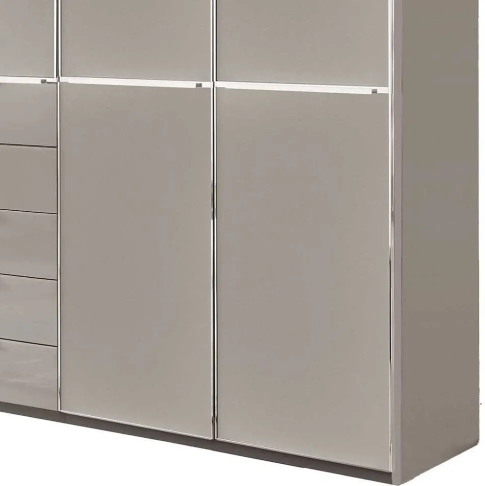 XXL-Kleiderschrank in Hellgrau mit Glasfront - Nucina