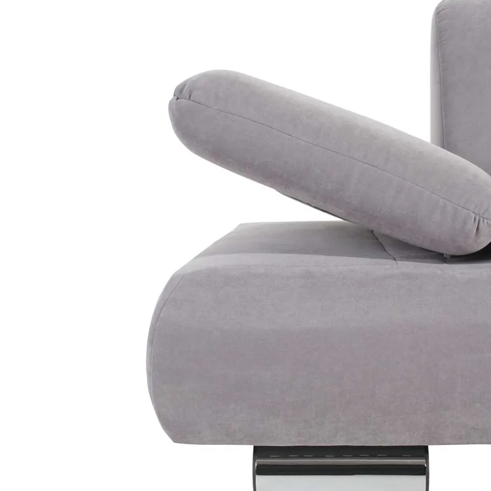 Zweier Sofa in Silbergrau und Chrom - Bergion