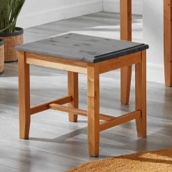 Zweifarbiger Holzhocker in Laugenfarbig und Grau - Eshelas