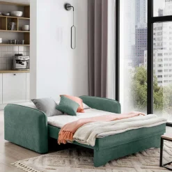 Zweisitzer Schlafsofa in Mintgrün Velours - Ronn